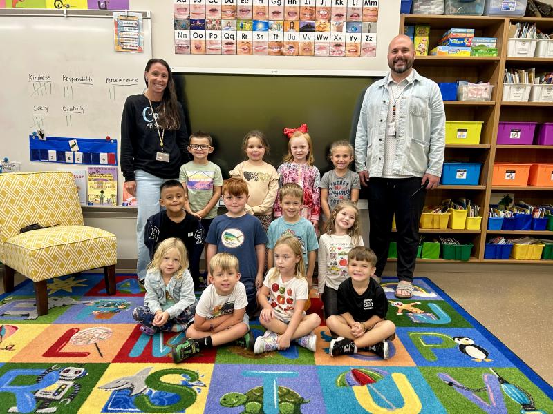 Milton Elementary is one of five state schools and the only one in Sussex County to receive Delaware's Sapphire Award for Excellence in School Counseling. Gathered to celebrate are in back (l-r) school counselor Mindy Adams, Milo Flowers, Gabriella Shirey, Hollis Hartstein, Brooklyn DeLukey and Assistant Principal Jason Scott. In the middle are Noah Soto, Finn Lewis, Bryson Kraly and Savannah Hoffman. In front are Skylar Krantz, Bodie Schneider, Hailey Hall and Hudson Sockriter. ELLEN DRISCOLL PHOTO
